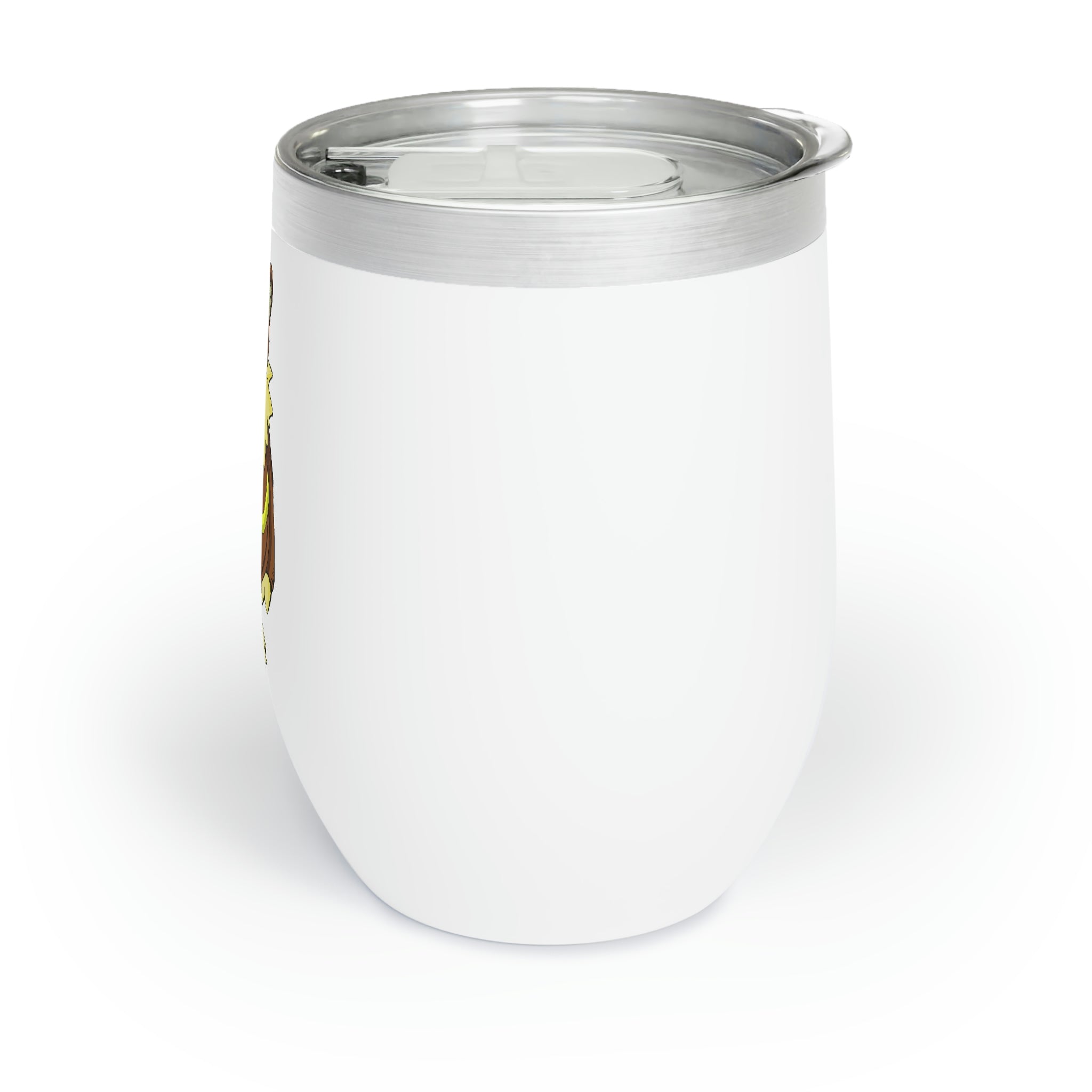 Angeburdum Chill Wine Tumbler in stainless steel with a customizable design, showcasing its double-insulated walls and stemless shape.